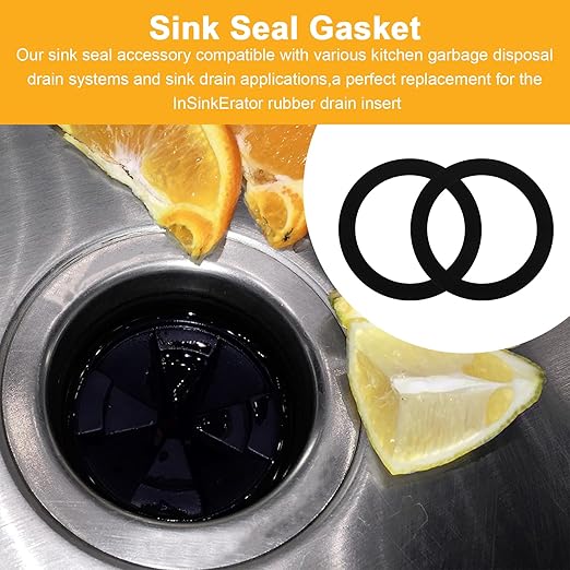 FLG-Seal Sink Seal Gasket Accessory,Putty-Free Rubber Seals Replacement for InSinkErator Kitchen Sink Garbage Disposal Drain,2Pcs
