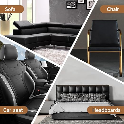 Self Adhesive Leather Repair Patch Tape Kit, Perforated Leather Repair for Furniture Couch Sofa Car Seats Office Chair, Vinyl Repair Kit (Black, 15.7x39.3 inch)