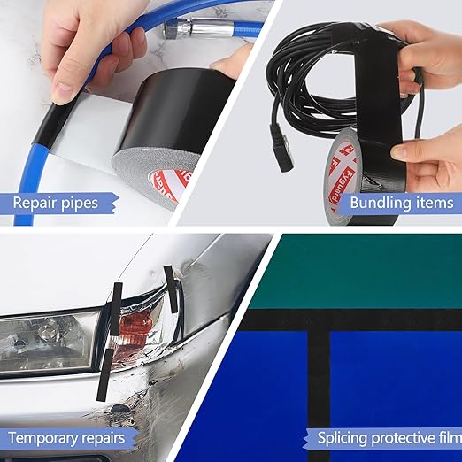 3 Pack Black Duct Tape 1.89In × 132Yd Total Heavy Duty Waterproof Tape, 8.26Mil Adhesive Repair Duct Tape for Indoor Outdoor Repair Fixation Reinforcement