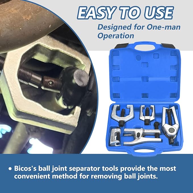 Splitter Removal Kit, Pitman Arm Puller, 5-in-1 Ball Joint Separator, Tie Rod End Removal Tool Set for Front End Service(Blue)