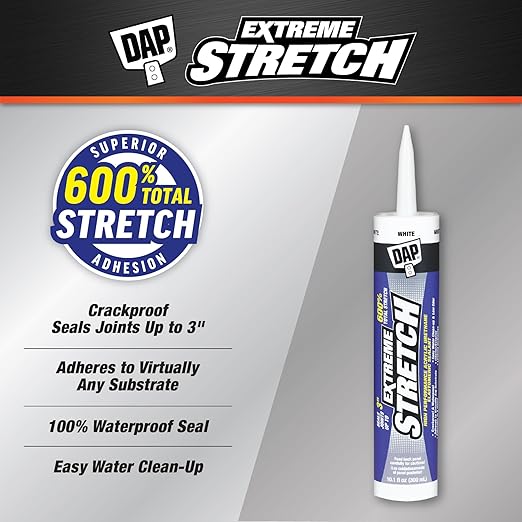 DAP Extreme Stretch Acrylic Urethane Premium Elastomeric Sealant, White, 10.1 Oz (7079818715)