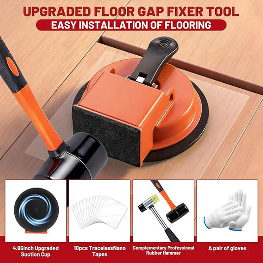 Floor Gap Fixer Tool Kit with 2 Rubber Mallets, 10 Reusable Sticky Pads, Suction Cup Laminate Flooring Tool for Fix Gaps, Heavy Duty Laminate Floor Gap Repair Kit for Vinyl Plank & Hardwood Floor