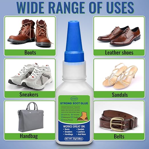 25g Cowboy Boots Glue: Waterproof Professional Glue for Muck, Hiking, Suede, Repair Heel, Working Boot Sole
