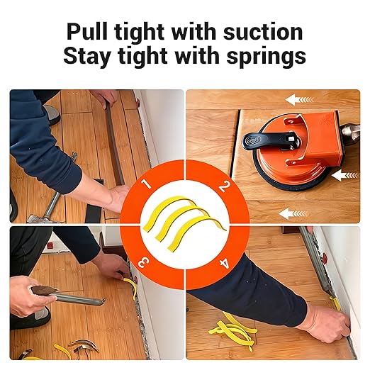 Floor Gap Fixer Tool,Heavy Duty Laminate Floor Gap Suction Cup Repair Tool Kit with 6 Sticky Pads and 3 Spring Clips, Enhanced Flooring Tools Use for Vinyl,Laminate,Wood and Tile