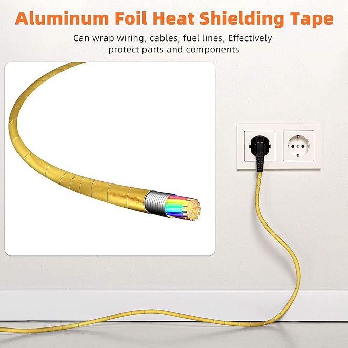 Xinhan (Gold,Silver,Black) Aluminum Foil Heat Shielding Tape High Temperature Heat Reflective Adhesive Backed Tape Compatible With Car Intake Pipe Engine Bay Hoses Wires Etc (Silver, 2in x 30ft)