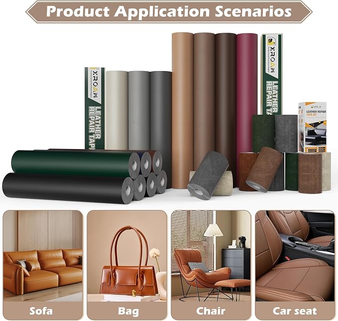 Leather Repair Tape, 16x40 inch Leather Patches for Furniture, Self Adhesive Leather Repair Patch for Sofas, Couches, Leather Covers, Seats, Chairs, Vinyl Repair Tape Wine Red