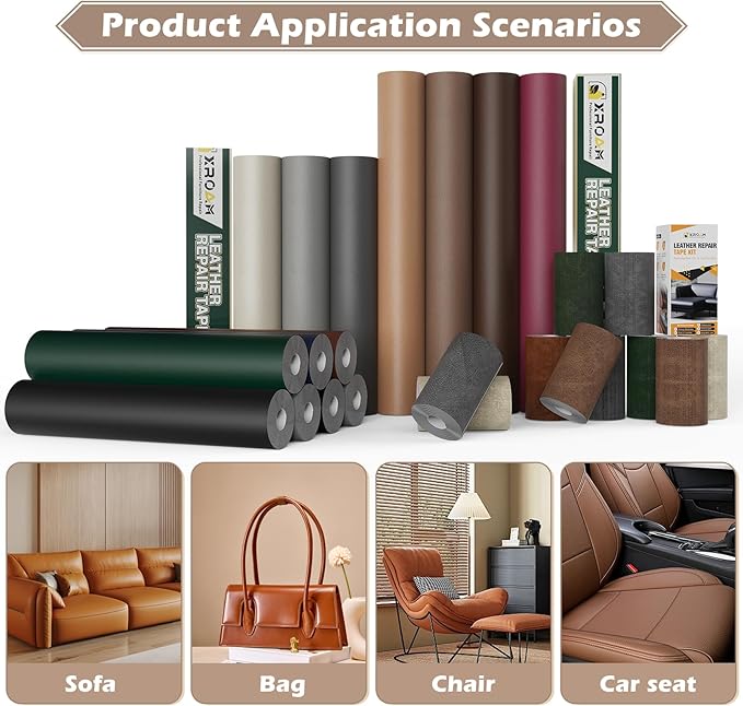 Leather Repair Tape, 4.7x63 inch Leather Patches for Furniture, Self Adhesive Leather Repair Patch for Sofas, Couches, Leather Covers, Seats, Chairs, Vinyl Repair Tape Wine Red