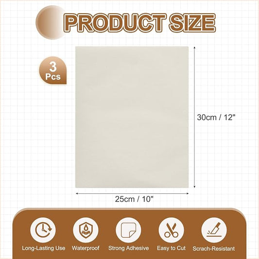 MECCANIXITY 3 Pcs Leather Repair Patch 10"x12" Self-Adhesive Leather Vinyl Repair Tape Kit for Furniture Couches Sofa Chair Car Boat Seats Jackets, Beige
