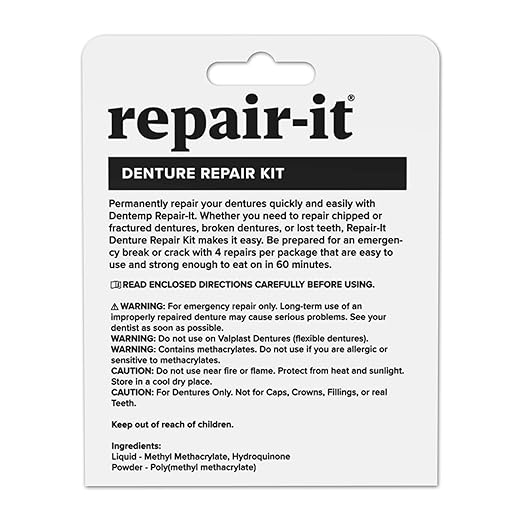 Dentemp Repair Kit - Repair-It Advanced Formula Denture Repair Kit - Repairs Broken Dentures, Mends Cracks and Replace Loose Teeth - 1 Pack (4 Count) - (Packaging May Vary)