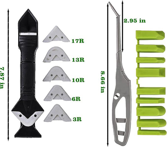 2 pieces 3-IN-1 Caulk Tool for Removal and Applicationl, Suitable for precision machining tools in bathrooms, kitchens, and other areas