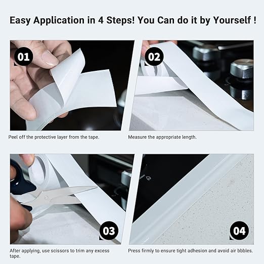 Caulk Tape, Caulking Tape, SOFYIALI Toilet Sealer Around Toilet Base Self Adhesive Sealant Strip for Bathroom, Kitchen Countertop, White (2.2cm x 10.5Ft)