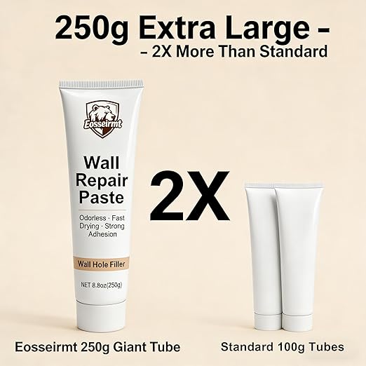 Spackle Wall Repair Paste Tube Putty,Filler Nail Hole Drywall Patch Kit–2 Pack 250g (500g Total) Zero VOC Odorless Wall Filler,Fast Drying Paintable Compound for Cracks and Holes