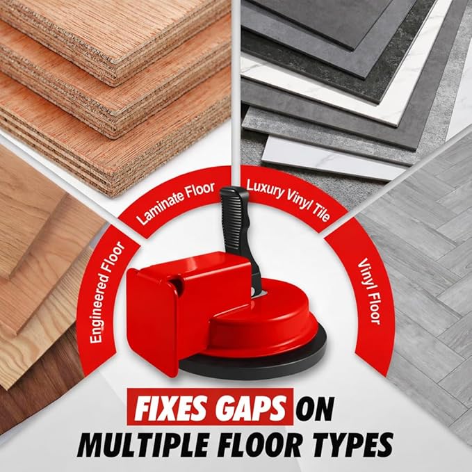 Floor Gap Fixer Tool with Rubber Mallet, Iron Body & Strong Suction Cup, Includes 5 Sticky Pads for Laminate, Vinyl, Wood & Tile Flooring Installation and Repair