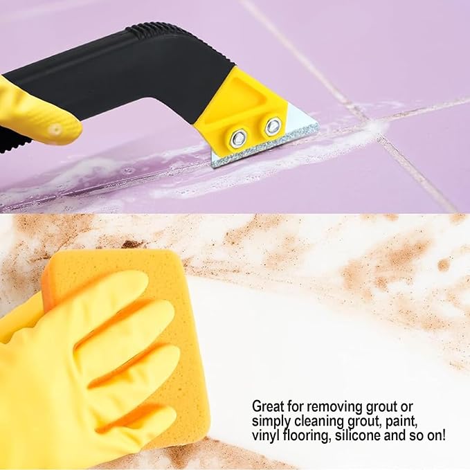 Grout Removal Tool, Angled Design Grout Hand Saw, Tile Grout Saw with 6 Pieces Extra Replacement Blades for Tile Cleaning