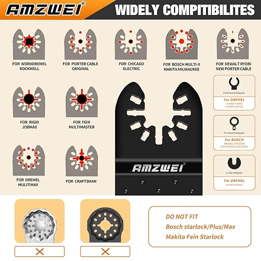 AMZWEI 16PCS Oscillating Tool Scraper Blades,HCS Caulk Remover Tool Blades for Vinyl Flooring,Paint,Carpet,Tile Adhesives, Compatible with Dewalt Milwaukee Dremel, Ryobi, Rockwell