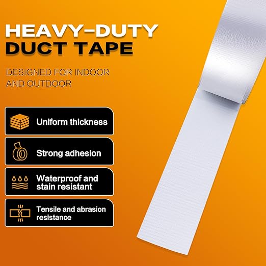 White Duct Tape 1 Inch x 33 Yards, Heavy Duty Waterproof Repair Tape, Straight Hand-Tear Cloth Tape for DIY Craft, Camping Gear, Home Maintenance & Packing
