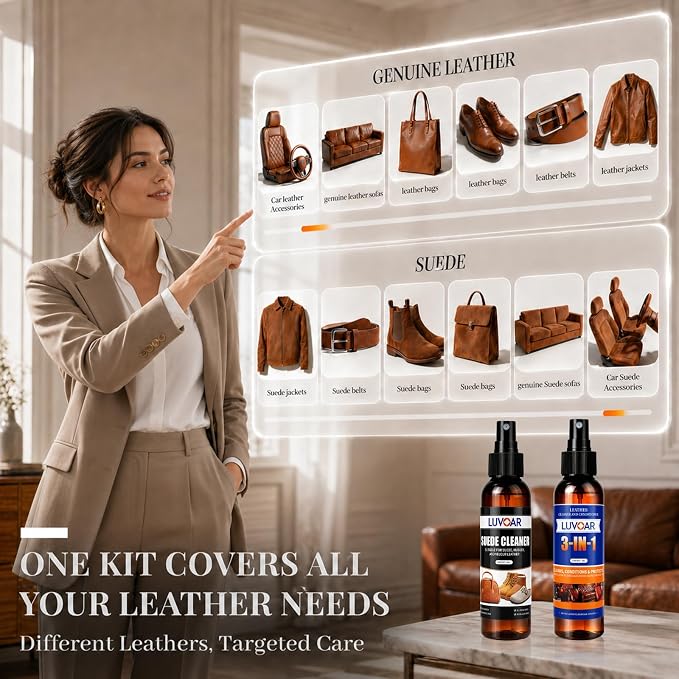 Leather Cleaner and Conditioner Kit - and More for Car Interiors, Apparel, Furniture, Boots & Accessories - with Microfiber Brush & Microfiber Cloth 2 Bottles (4 oz Each)