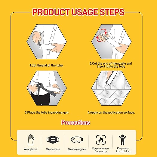 VGS 798 Professional Silicone Sealant Caulk 10.15 Oz Cartridge, 12 Pack - for Kitchen & Bathroom, White, 100% Waterproof Silicone Sealant,Shrink & Crack Proof