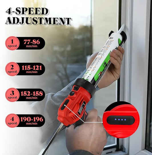 Cordless Caulking Gun for Milwaukee 18V Max Battery, 10 Oz/300ml Electric Silicone Gun,with LED Light,4 Adjustable Speed for Filling, Sealing, Repair(NO BATTERY)