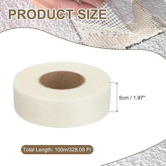 PATIKIL Drywall Repair Mesh Tape, 2 inch x 328 ft Fiberglass Repair Patch Self-Adhesive Dry Wall Joint Tape 8 Mesh Wall Hole Crack and Seam Patch, White