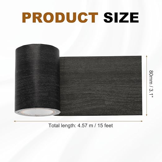 uxcell Wood Grain Repair Tape, 3.1" x 15ft Self Adhesive Wood Grain Colored Duct Tape Waterproof Repair Patch for Furniture Floor Scratch Fix, Baseboards, DIY Decor, Ebony Black