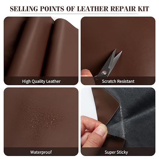 BSZHTECH Leather Repair Tape Self-Adhesive Leather Repair Patch for Couch Furniture Sofas Car Seats Advanced PU Vinyl Leather Repair Kit (MBrown, 3.9X79 inch)