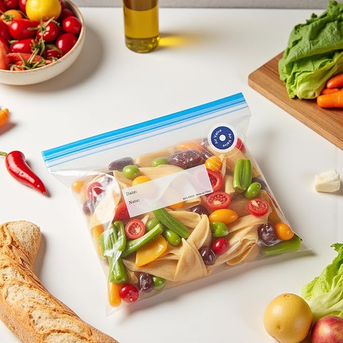 Reusable Sous Vide Bags 53Pcs BPA-Free, Ideal for Freshness Preservation, 45 Zipper Bags, 3 Seal Clips & 5 Cooking Clips, Heat-Resistant & Leakproof (10x11in)
