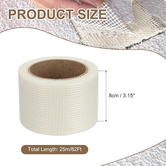 PATIKIL Drywall Repair Mesh Tape, 3 inch x 82 ft Fiberglass Repair Patch Self-Adhesive Dry Wall Joint Tape 8 Mesh Wall Hole Crack and Seam Patch, White