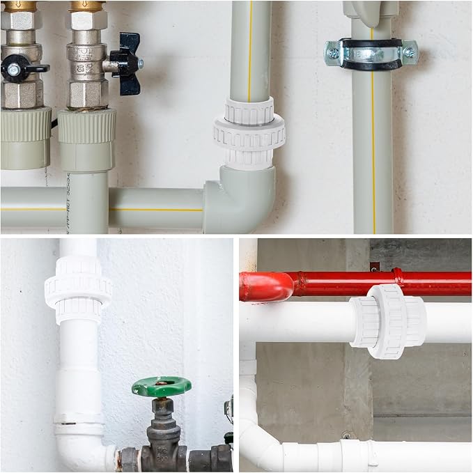 PVC Union Coupling Pipe Fitting, Slip Union Schedule 40, Adapter(Socket x Socket), Built-in EPDM O-Ring, White (1 Pack)