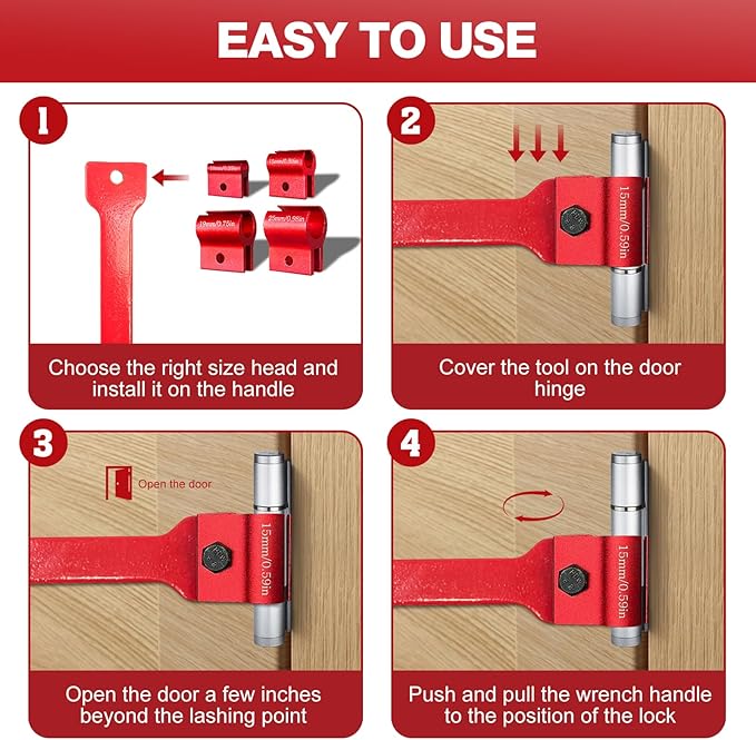 Door Hinge Adjustment Tool Set - 12 In 1 Precise Hinge Gap Adjustment Wrench for Residential and Commercial Doors Reinforced Steel Design Door Hinge Tool for Door Alignment Repair and Installation
