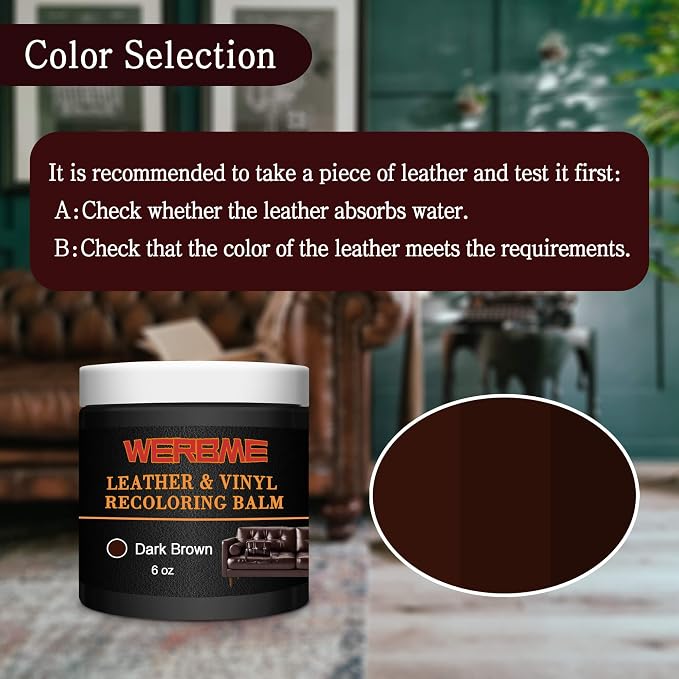 Leather Recoloring Balm & Mink Oil Leather Conditioner, Dark Brown | Restores faded leather, waterproof, scratch repair for couches, car seats, shoes & bags, Complete kit with mink oil & tools