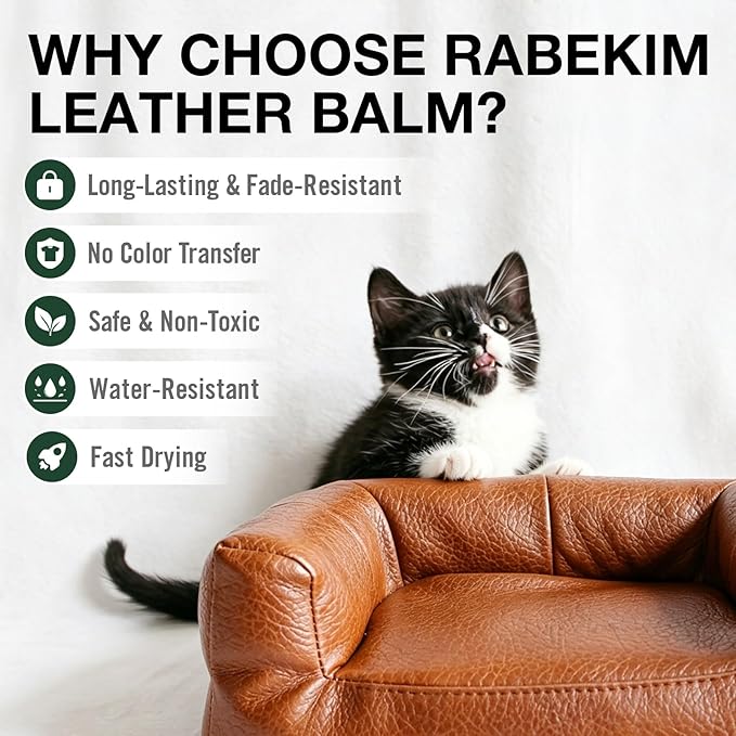 White Leather Repair Kit, Leather Recoloring Balm – Restore & Repair Faded Leather on Couches, Car Seats, Shoes & Furniture | Leather Color Restorer & Conditioner | Easy DIY Application
