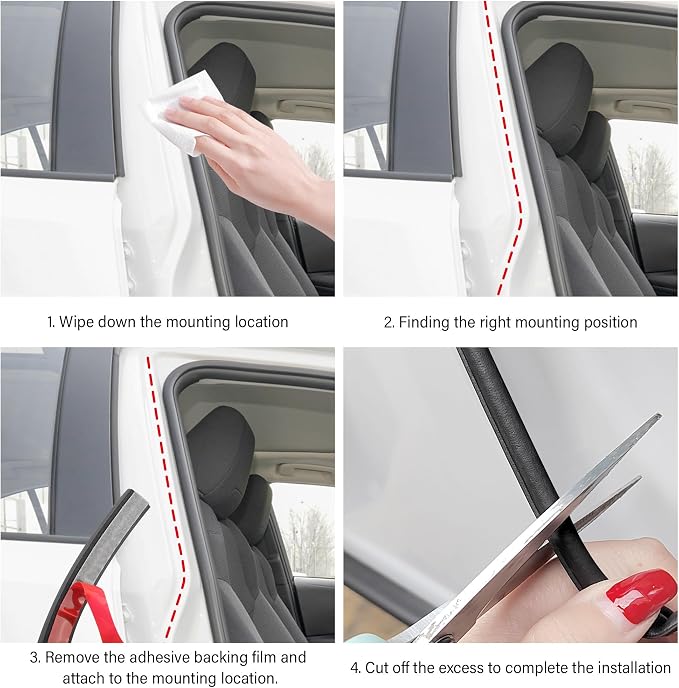 26Ft Automotive Weather Stripping,D-Type Car Door Seal Strip Fits for Doors Hoods Trunk Lids,Universal Self Adhesive Car Weather Stripping Car Accessories for Most Trucks (26Ft)