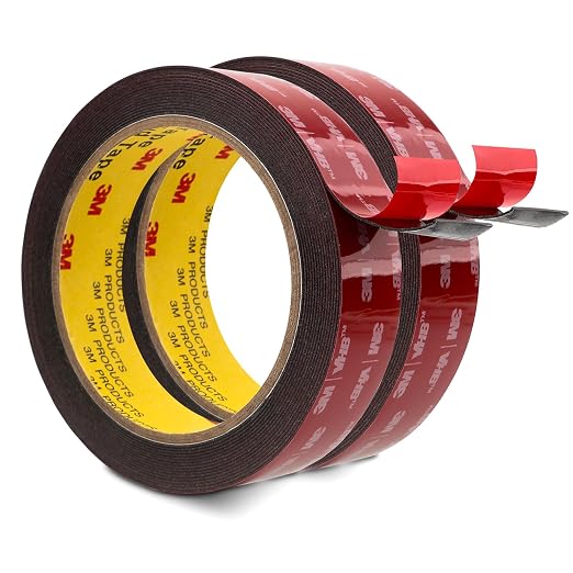 3M Double Sided Tape 5952 1''x 15.4 Ft 2 Pack Heavy Duty Black | Waterproof Mounting Tape Foam Tape for Car Home Office Deco Indoor Outdoor, 0.043in Thick