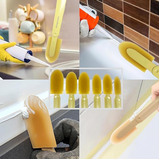 Grout Caulking Tool Kit, 6pcs Rubber Caulk Finishing Tool Sealant Caulk Spatula Smooth Spatula Finisher for Kitchen Bathroom Window Ceramic Tiles