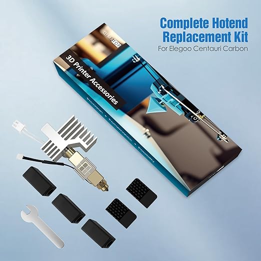 Hotend Kit for Elegoo Centauri Carbon, Fully Pre-Assembled Replacement Hotend with 0.4mm Brass Nozzle, Silicone Socks & Nozzle Wipers Included - 3D Printer Accessories
