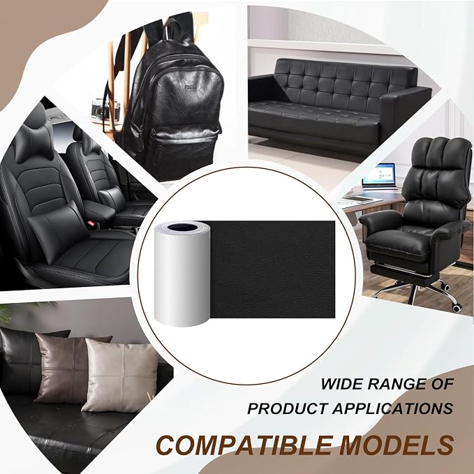 Leather Repair Patch Tape Black 4 x 63 Inches Self Adhesive Leather Repair Kit for Excellent Adhesion Leather Repair Patch Self Adhesive for Car Seat, Motorcycle Seat, Automobile Parts