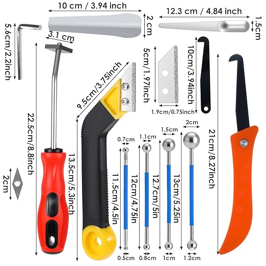 25-Piece Premium Grout Removal Tool Kit – Heavy-Duty Tile Grout Saw, Caulking Removal Tools with 13 Extra Blades & Finishing Accessories