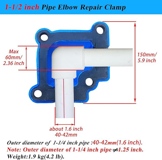 Pipe Repair Clamp 1-1/4 Inch Pipe Elbow(Outer Diameter of the Pipe is about 1.6 inch),90 Degree Elbow Leak Sealer,Short Radius,PPR/PE/Iron Pipes,Threaded Connection Elbow,Socket Connection Elbow