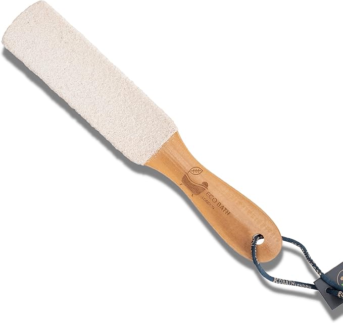 Eco Bath London Natural Pumice Foot File Curved White - Hard Skin Callus Remover for Feet, Pedicure Heel Scrubber, Dead Skin Exfoliator Tool for Cracked Dry Heels, Foot Care for Women and Men