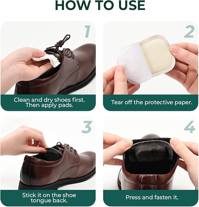 Shoe Tongue Pads for Men & Women - Welnove 2 Pairs Suede Memory Foam Shoe Padding Cushion Soft Self Adhesive Inserts Filler for Boots, Leather Shoes, Dress Shoes, Loafers (Black, Size L)