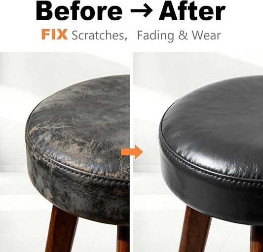 Dark Gray Leather Repair Kit - Recoloring Balm & Dye to Restore Scratches, Faded & Aged Leather & Vinyl Couches, Boots, Car Seats & Furniture