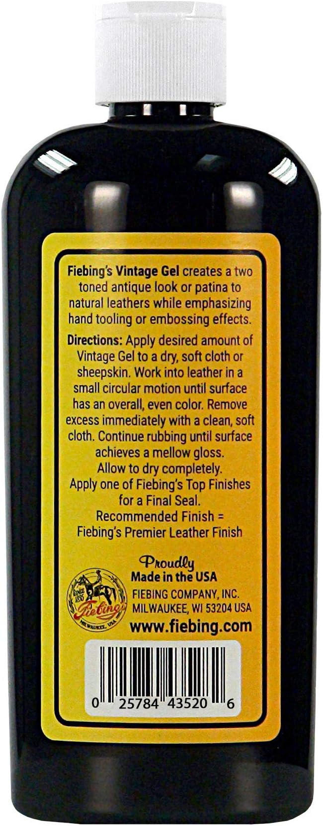 Fiebing's Vintage Gel (8 oz, Tan) - Antiquing & Restoration Gel for Contrasted Accent Finish on Smooth & Tooled Leather Boot, Shoe, Purse, Belt - Two-Toned Effect Emphasizes Leathercraft Embossing