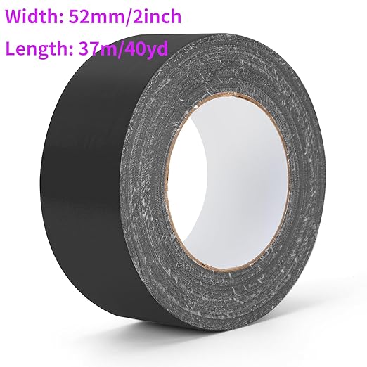 Black Duct Tape Heavy Duty Waterproof, 40 Yards X 2 Inch, 9 Mils Thickness Strong Adhesive Sticky, No Residue, Easy Tear by Hand for Home Repairs Indoor Outdoor Crafts Packing HVAC and Construction