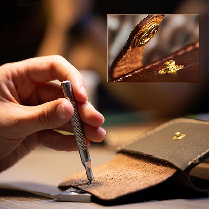 Leather Snaps and Fasteners Kit,12.5mm 40 Sets Metal Snap Buttons with Setter Tools, Sewing Snaps for Clothing,Fabric,Leather, Clothes, Jackets, Bags, DIY Crafting(Bronze)