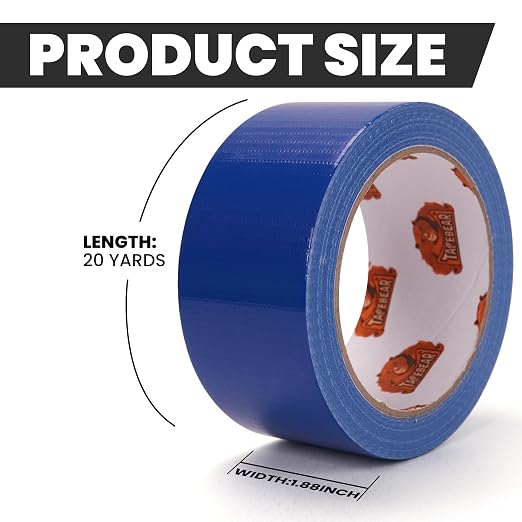 TAPEBEAR Blue Duct Tape Heavy Duty 1.88" x 60FT, Strong Tough Utility Ducting Tape Waterproof, No Residue, Flexible, Hand Tear Binding Tape for DIY, Bundle, Patch, Protect & Repair, 3Rolls