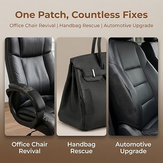 Leather Repair Patch, Large Vinyl Patch Kit, Self Adhesive Leather Repair Tape, Vinyl Repair Tape, for Couches, Car Seats, Chairs, Furniture (Black, 24 x 54 Inch)