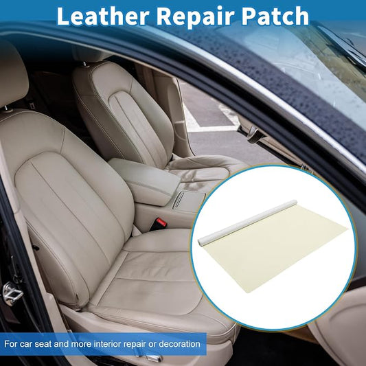 Self Adhesive Leather Repair Patch Strong Stickiness 39"x26.7" Leather Repair Tape PVC Faux Leather Beige White 1 Pcs