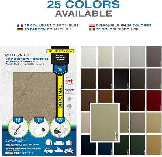 Beige Leather Repair Kit - 25 Colors Available - Original 11x16 - Beige