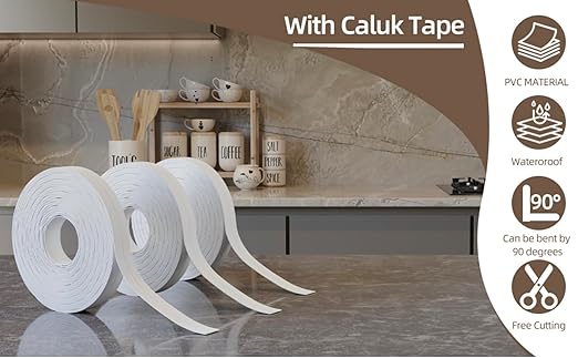 Peel and Stick Waterproof Caulking Tape 1.5Inch x 10.5FT, Self Adhesive Bathroom Kitchen Seal Strip Gap Cover for Sink Tub Toilet Countertop Tile Wallpaper Edge Trim, Renter Friendly Easy Install (3)